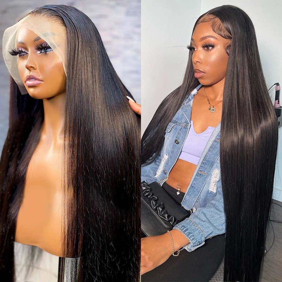 Front lace 13*4 foreign trade hot selling headgear wig long straight hair real human hair factory straight hair