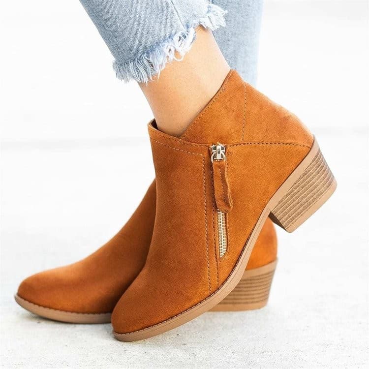 Large size short Martin boots women's boots 2022 autumn and winter new zipper flat casual snow boots cotton boots thick sole boots