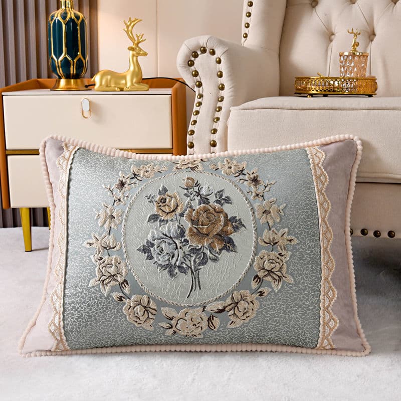 European Jacquard Rectangular Throw Pillow Cover for Sofa Couch Backrest Cushion Cover Set, Insert Not Included, Home Use
