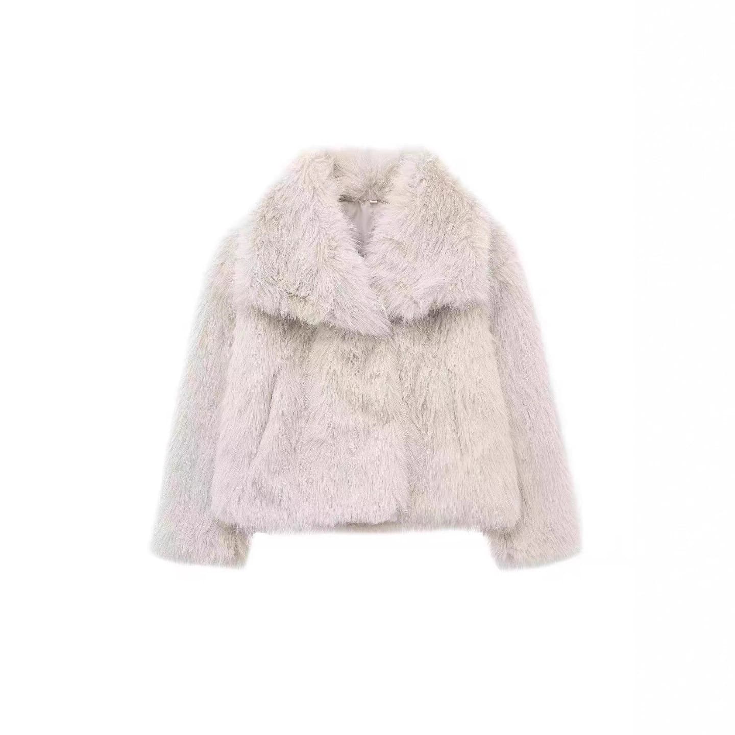 Cross-border Hot Selling Faux Fur Coat for Women Autumn Winter Eco-friendly Fur Large Lapel Fashionable Warm Versatile Top