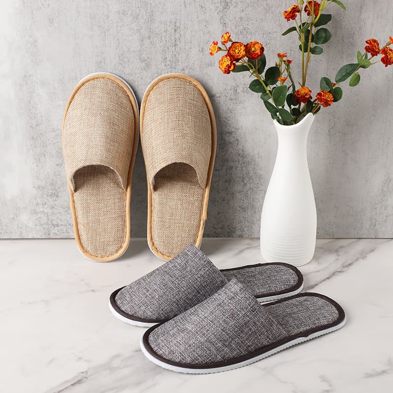 Custom LOGO Thickened Linen Slippers Bulk Disposable Slippers Hotel Guest Room Disposable Toiletries