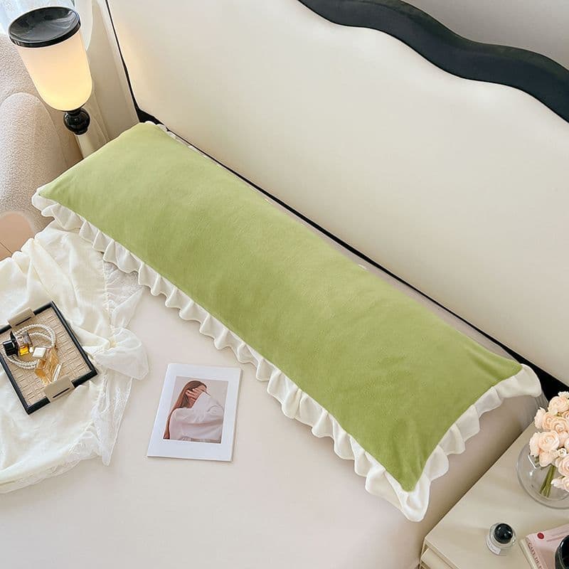 Class A Thickened Milk Fleece Lace Long Pillowcase, Double Pillowcase 1.2/1.5/1.8 for Couples, Home Use Pillow Core Cover
