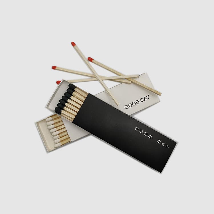 Premium Black Cardboard Box, Customizable Text and Pattern, Boxed Matches for Baking, Party Favors, Birthday Matches