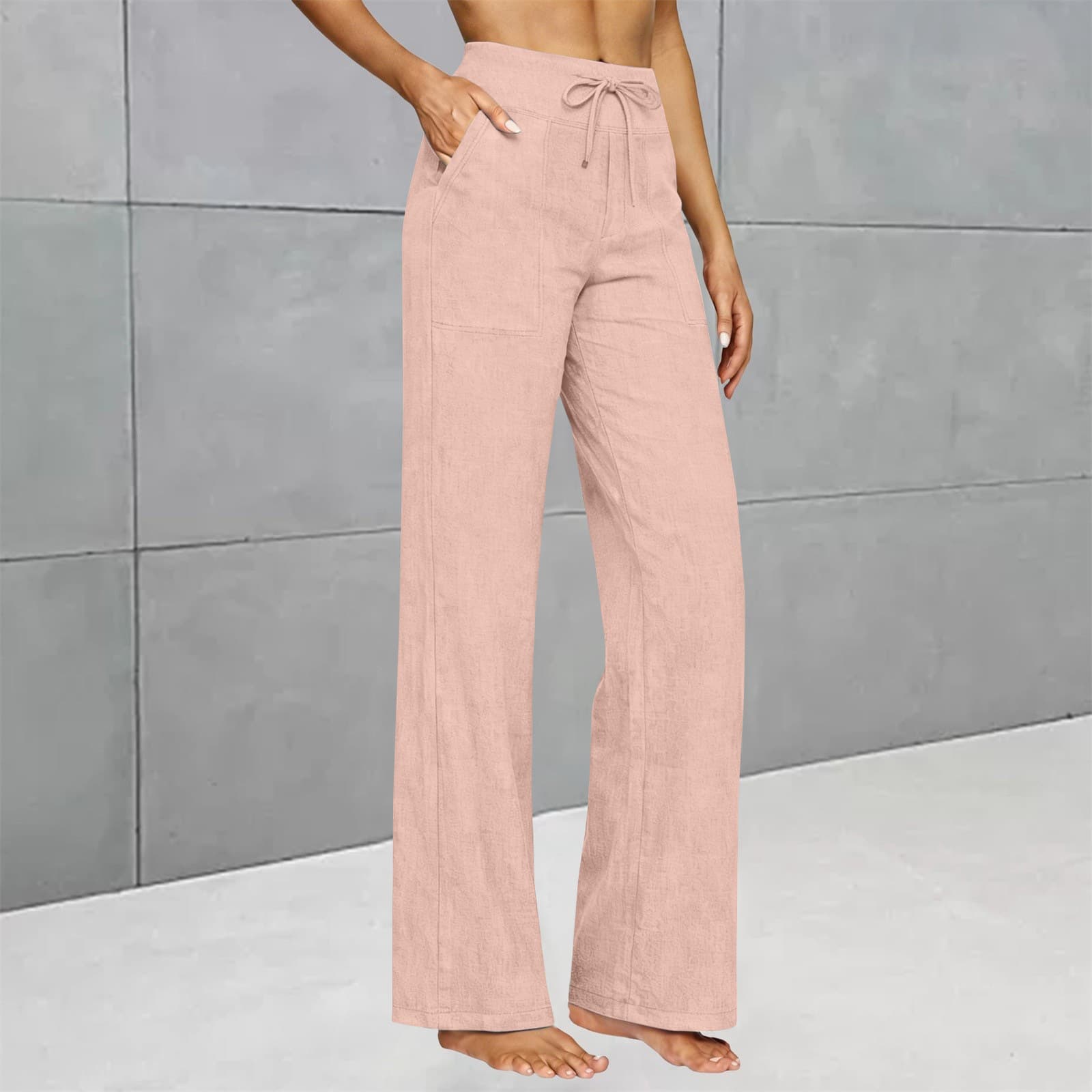 Amazon Cross-border Hot Selling New Flared Leggings Casual High Waist Straight Leg Pants Loose Pocket Yoga Pants