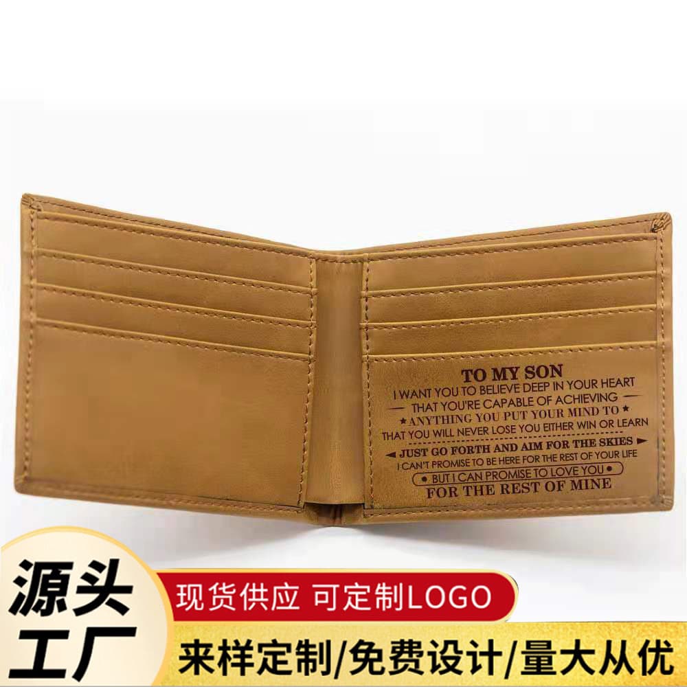 Pu Men's Wallet Card Holder Wallet Export Laser Engraving Factory Direct Sales One Piece Drop Shipping Retro Gift Vp