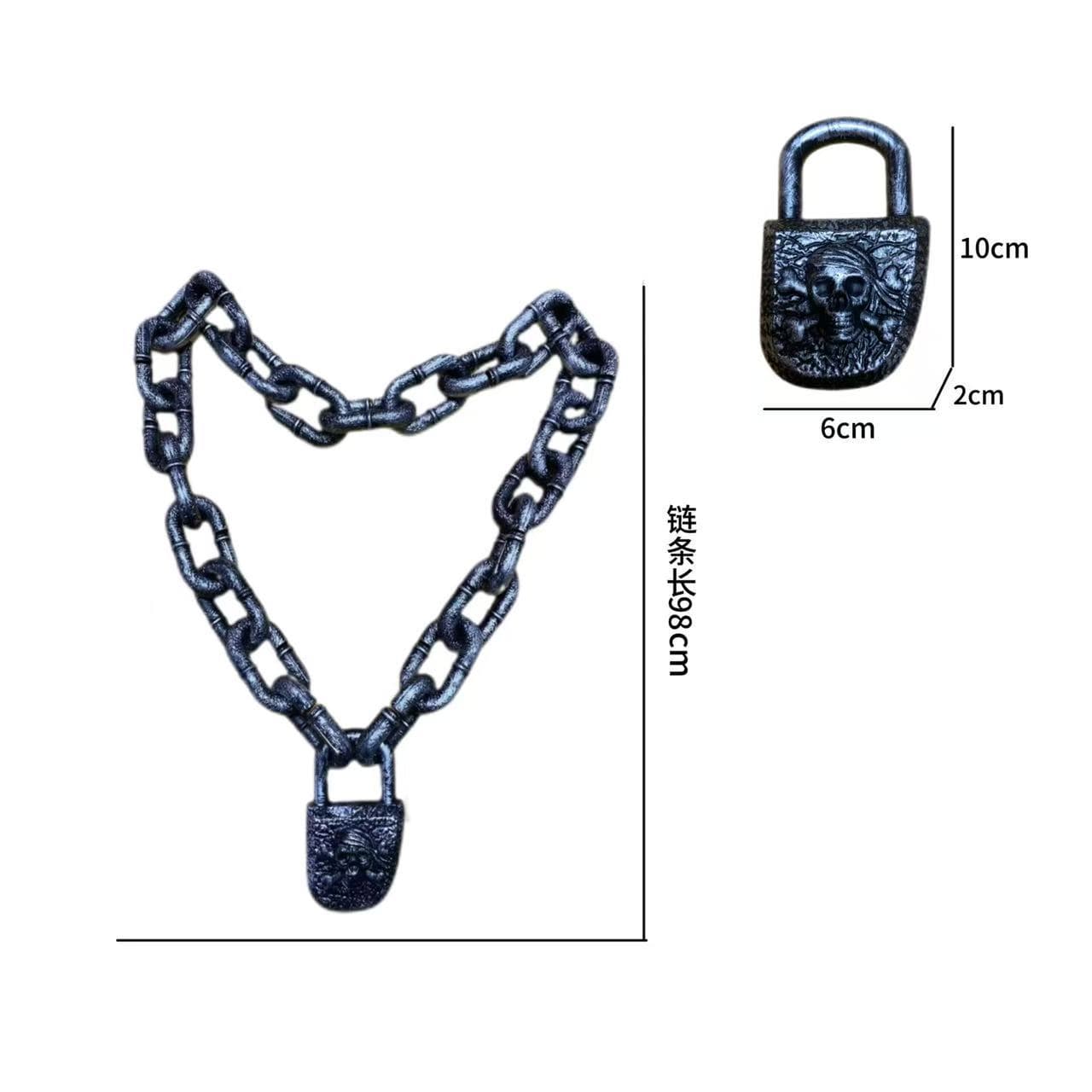 Halloween Performance Supplies Plastic Simulated Chain with Lock Head Iron Chain Bar Party Decoration Haunted House Prop