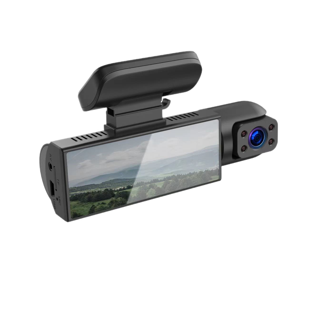1080P Triple Lens Dash Cam HD Night Vision Dual Recording Front and Rear Display Multi-Language Support Phone Connectivity