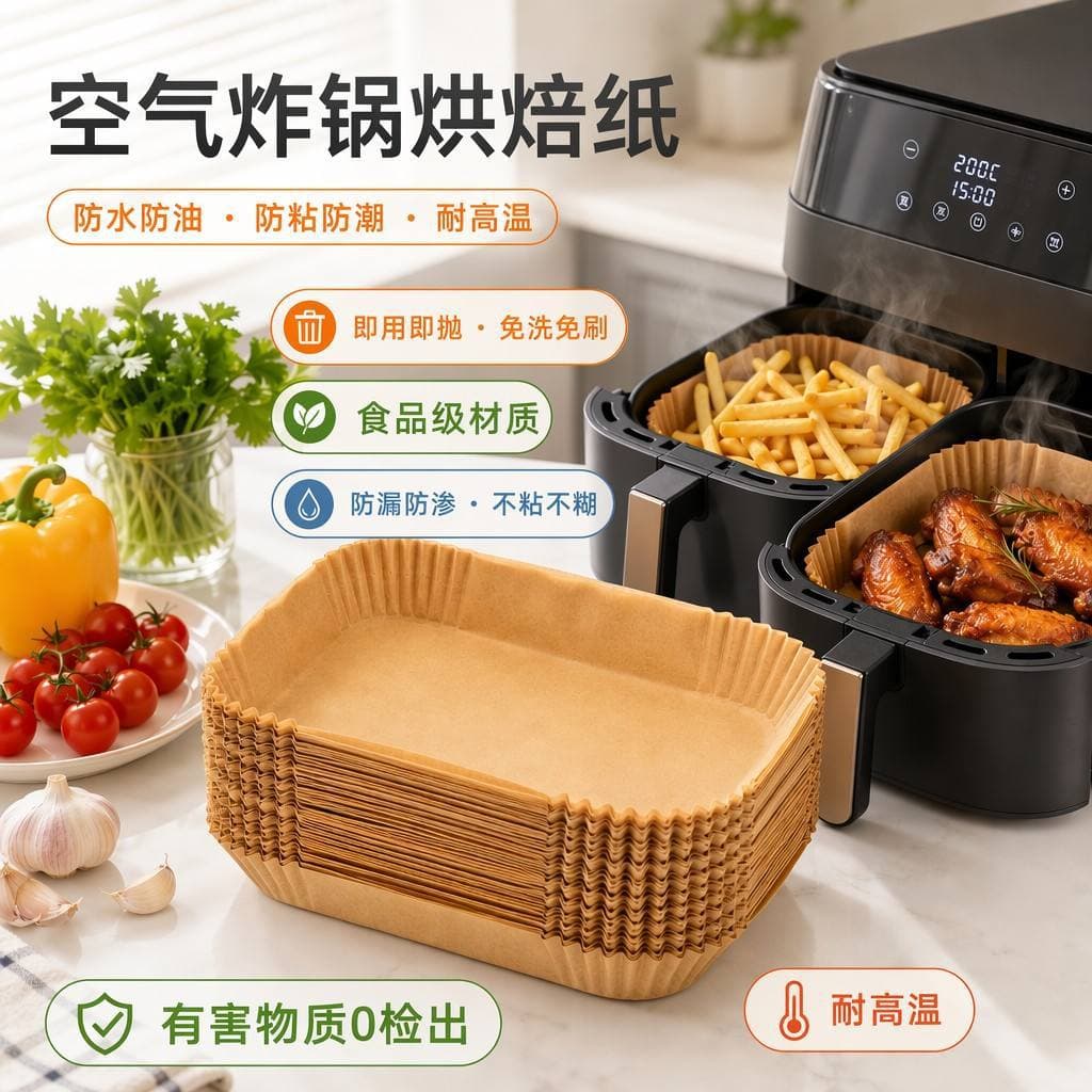 22X14cm Rectangular Silicone Oil Paper Baking Paper Pad for Air Fryer, Frying and Roasting Pan