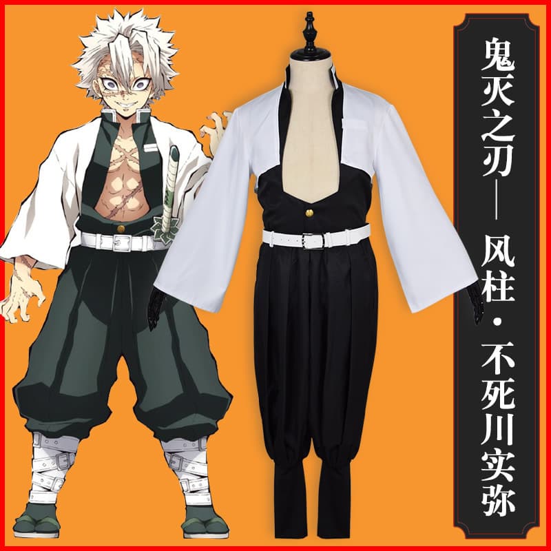 Demon Slayer Cosplay Sanemi Shinazugawa Costume Set Wig Geta Sandals Men's Anime Cosplay In Stock Export Model