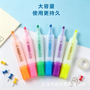 Large-capacity highlighter pen to mark key points, non-smudged and non-transparent, special color marker pen for students to take notes