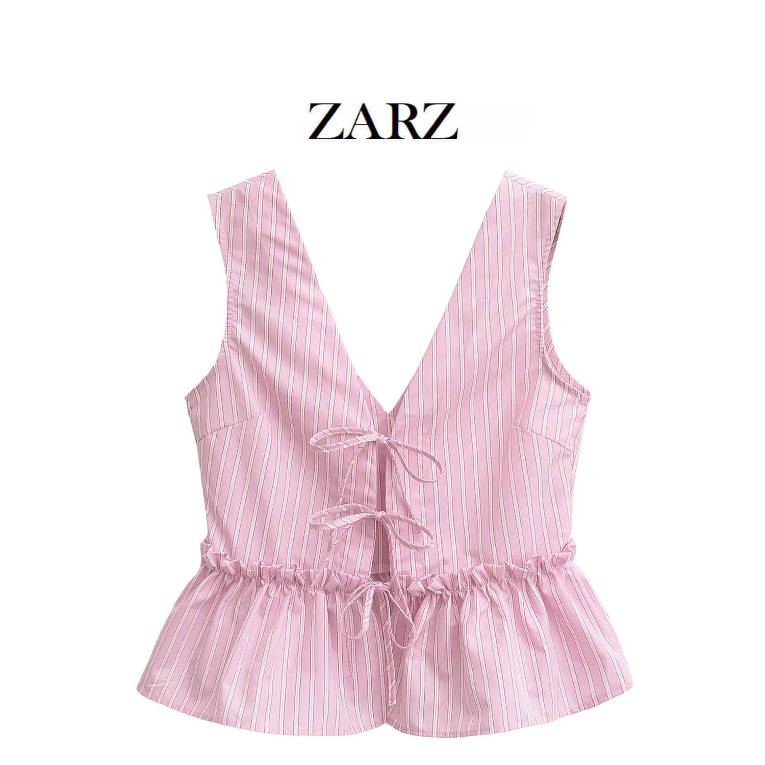 ZARZ homemade European and American style new women's clothing, fashionable bow-detailed striped top 3709/521