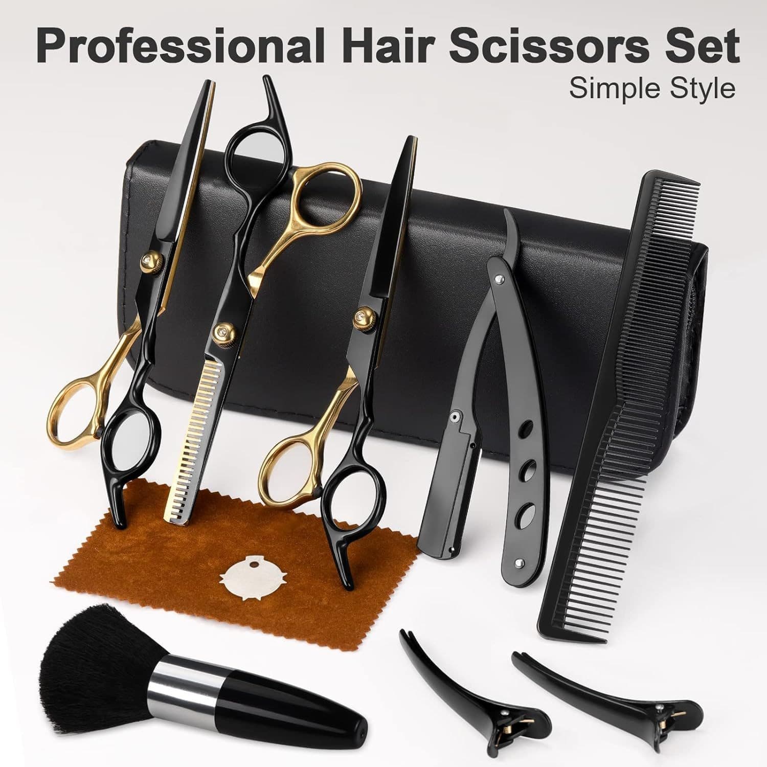 Cross-border Pet Grooming Scissors Set for Dogs, Curved Thinning Shears, Straight and Texturizing Hair Cutting Tools