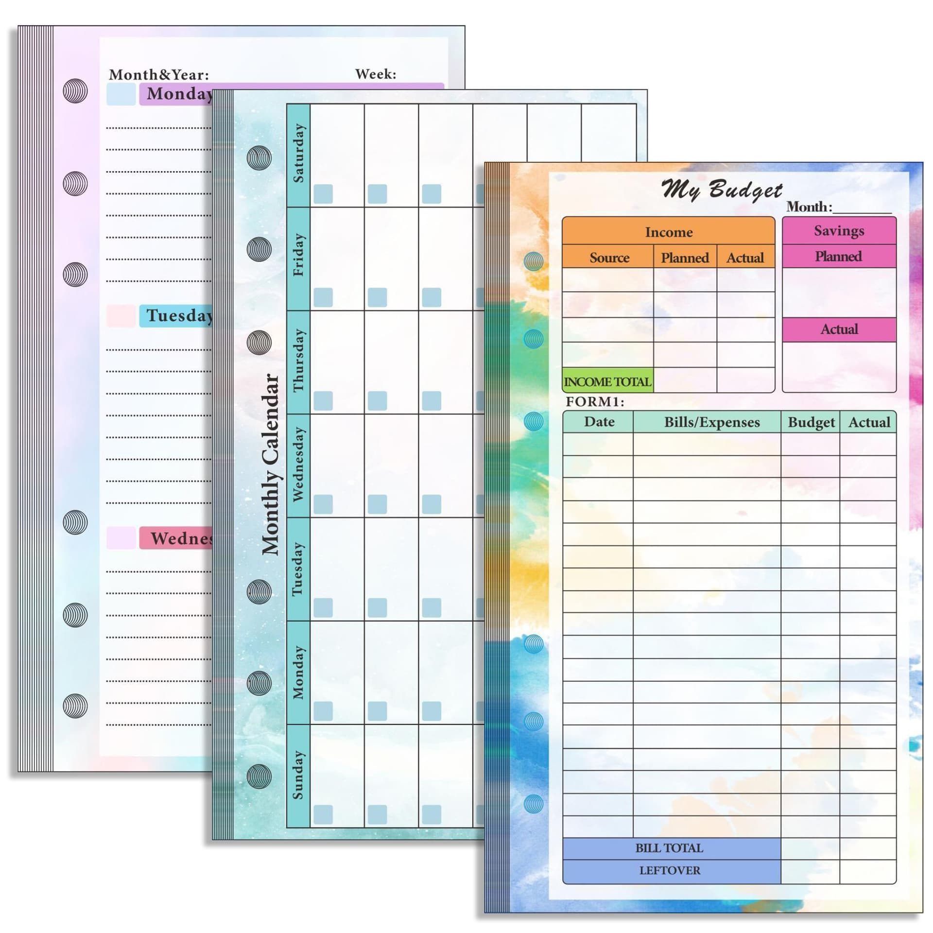 Amazon Temua 6 Loose-leaf Notebook Refill Accessories Budget Notebook Loose-leaf Refills Planner 6-hole Inner 6-hole Universal