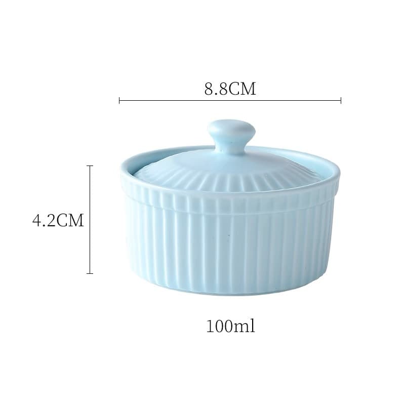 Ceramic Small Bowl with Lid Souffle Baking Bowl Baking Household Tableware Cute Small Bowl Dessert Bowl Sauce Bowl Steamed Egg Bowl