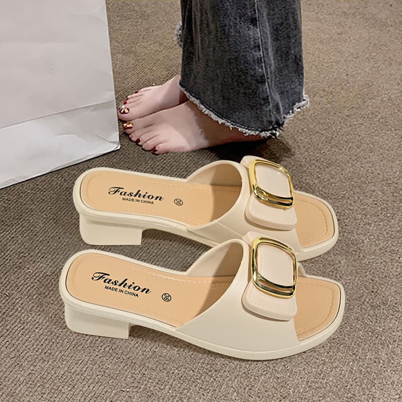 Women's New Versatile Fashion Summer Outdoor Slippers Anti-Slip Korean Style Durable Thick-Soled Bestseller One-Strap Slippers