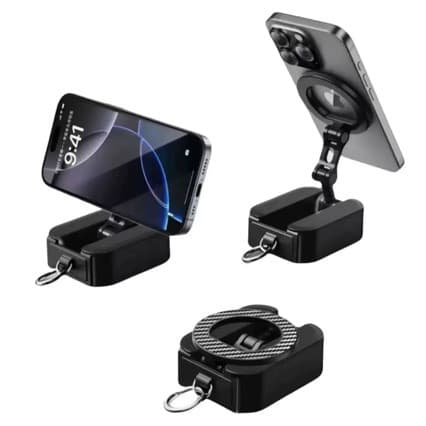 New Multifunctional Double-Sided Magnet Zinc Alloy Rotating Folding Stand Compact Portable Dual-Side Magnetic Travel Phone Holder