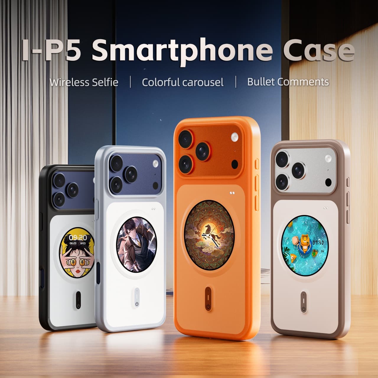 Cross-border compatible with iPhone 17 Pro Max series HD round screen color display phone case DIY projection phone case