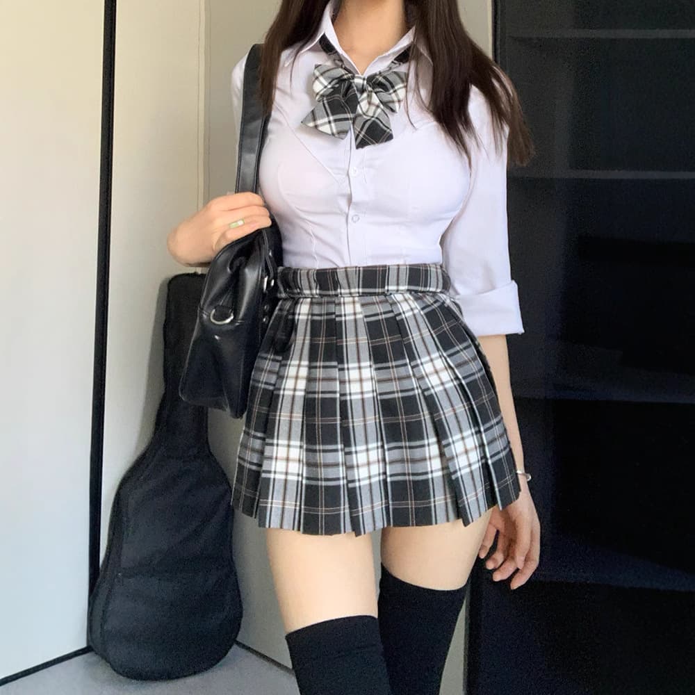 Original JK Uniform Stretch Pure White Slim Fit Waist-Cinching Shirt, Versatile Cute and Sexy Style Spicy Girl Slimming Top