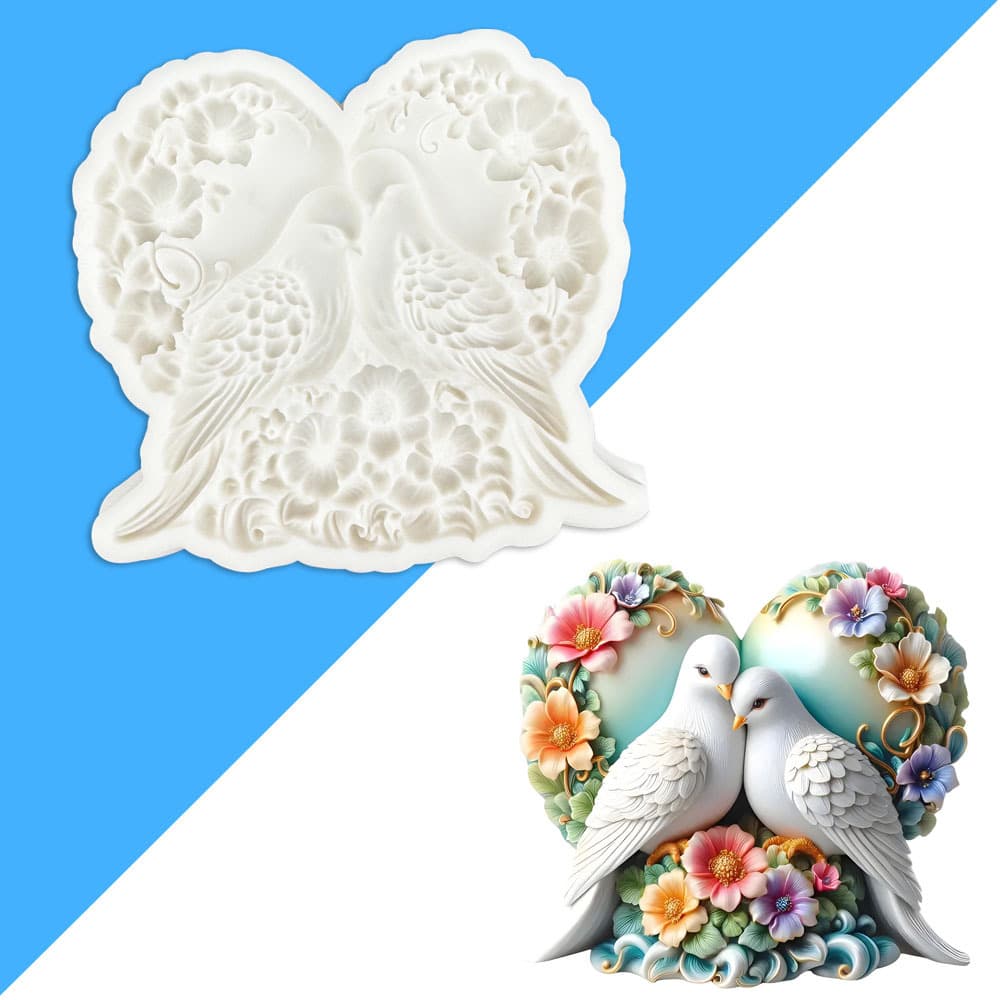 New Heart Flower Dove Fondant Silicone Mold Cake Decoration DIY Chocolate Baking Mold