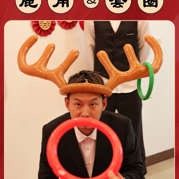 Antler Ring Toss Game Cards for Wedding Gatecrashing, Fun Props to Tease the Groom and Creative Photos with Groomsmen