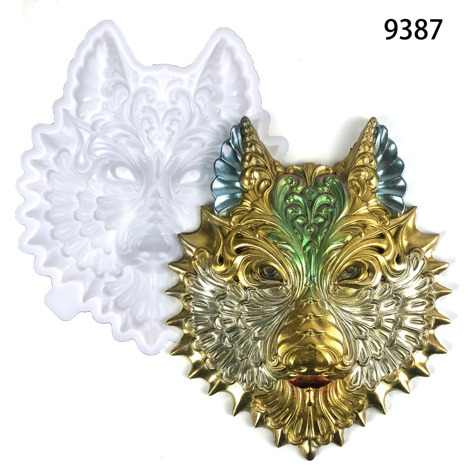 Wolf Head Pendant Silicone Mold DIY Resin Pendant Craft Wall Sticker Semi-3D Pattern Wolf Head Epoxy Mold