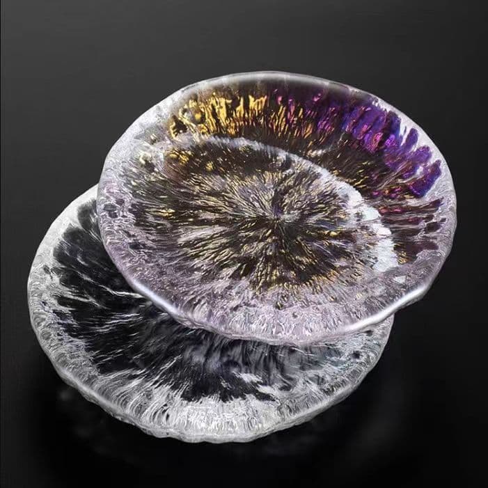 Iridescent Glass Teapot Tray Japanese Thickened Home Large Pot Pad Tea Cup Coaster Teapot Stand Gongfu Tea Set Tea Ceremony Spare Parts
