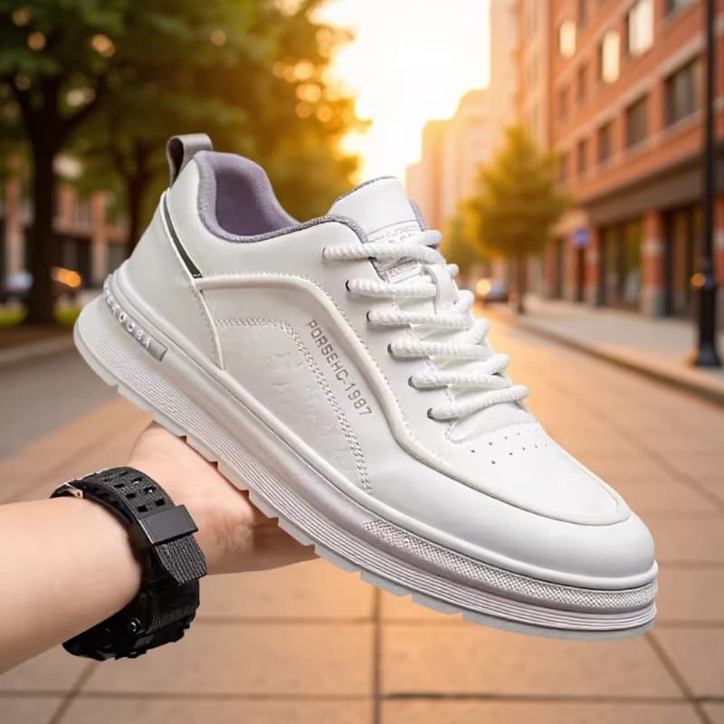 New Men's Shoes Spring Trendy White Sneakers Low-Top Board Shoes, Soft Sole Breathable Casual Sports Shoes, Fashion Sneakers Cross-Border