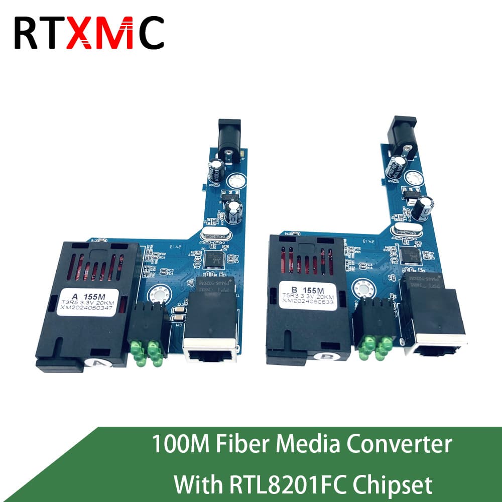 100M Fiber Optic Media Converter Single Mode Single Fiber 1 Optical 1 Electrical Converter PCBA Blade Half Board A/B End