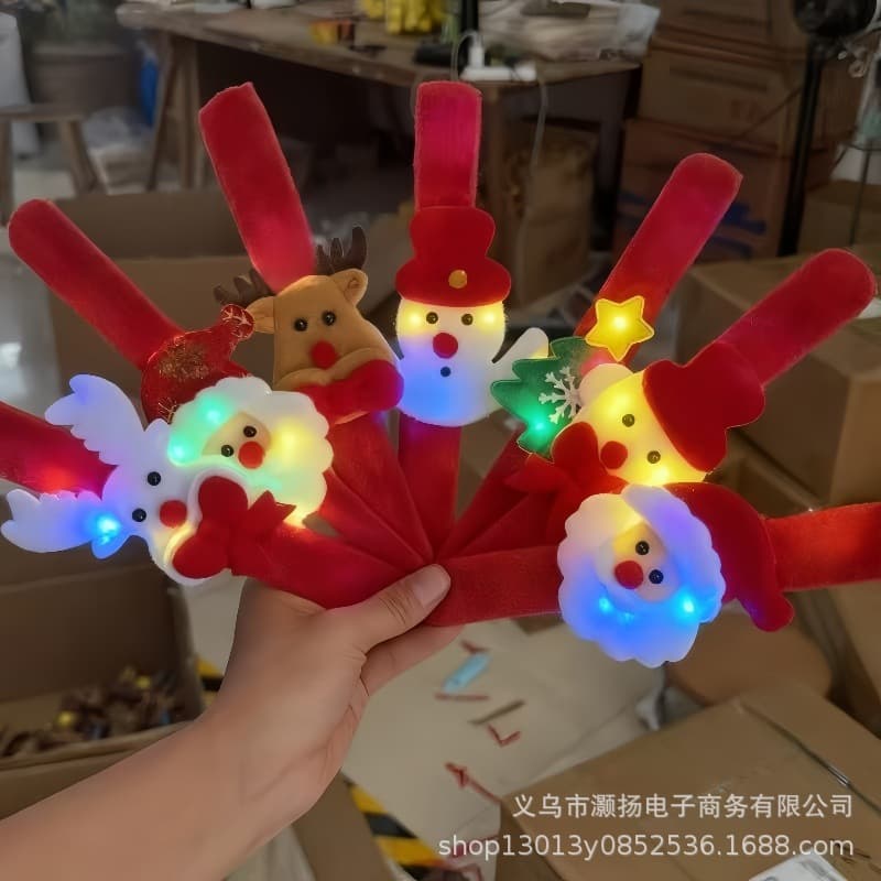 Cross-border dropshipping Christmas gift glowing slap bracelet Santa Claus wristband children's toy holiday present