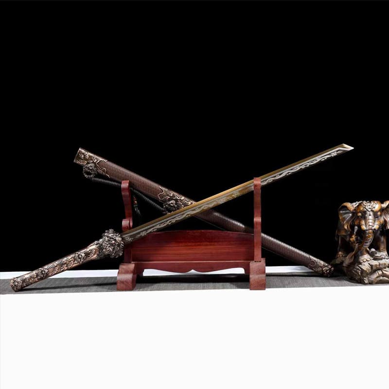 High manganese steel Dragon King Tang Dao Longquan sword cold weapon long knife metal Tang Heng Dao real sword treasure sword ornaments not edged