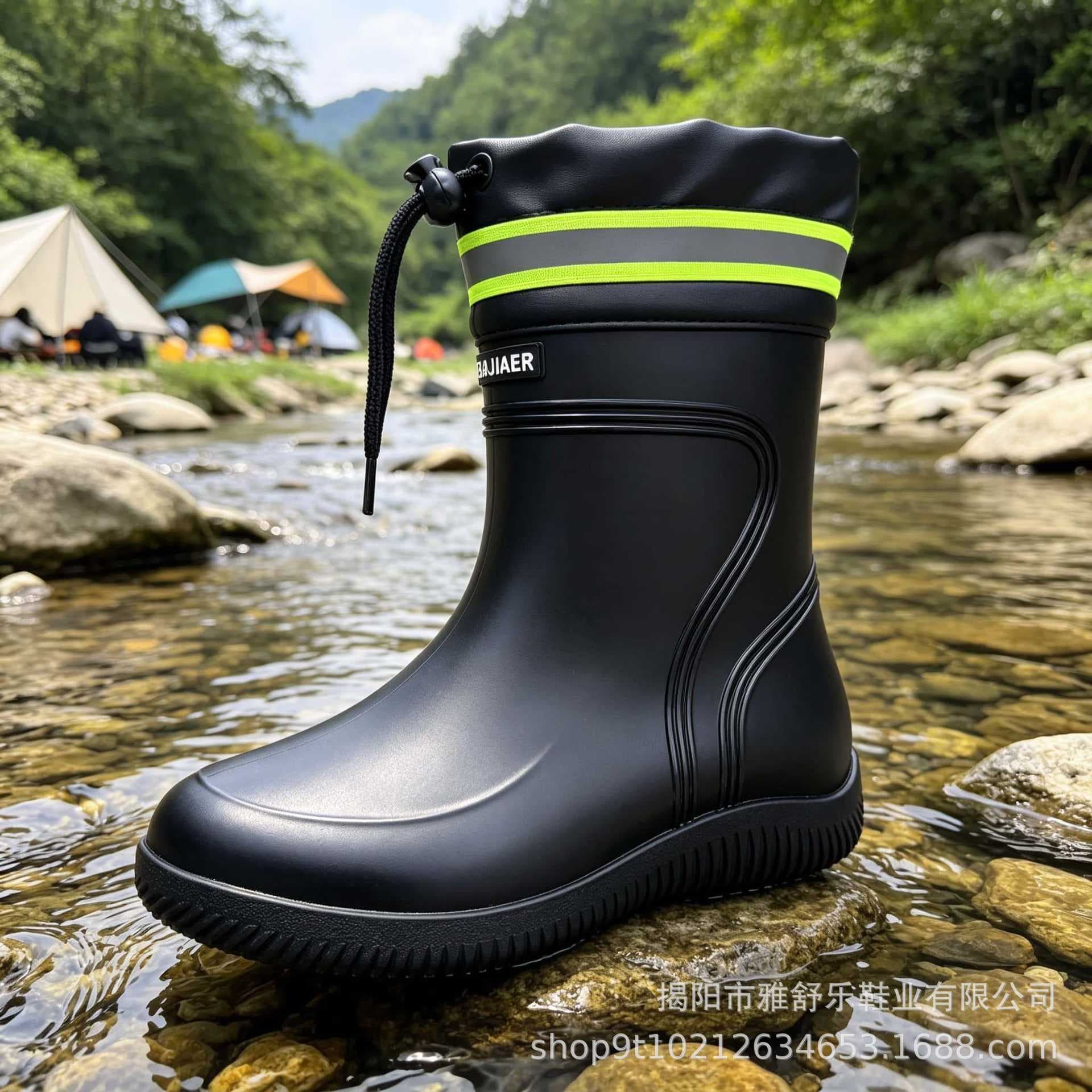 New style rain boots for men, rain-proof and waterproof shoes, anti-slip rain boots for rainy days, outdoor fishing boots, wear-resistant work rubber shoes