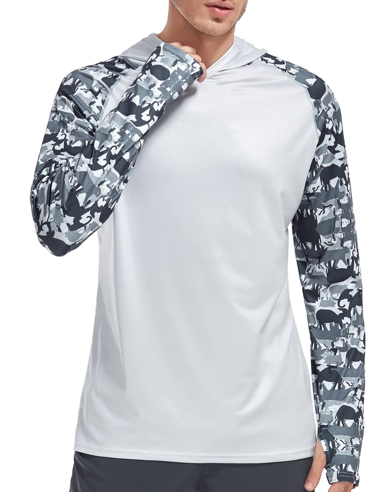 2025 Cross-border Men's Camo Hooded Shirt Fashion Casual Printed Long Sleeve Top