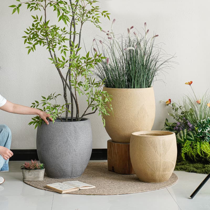 Magnesium Mud Imitation Stone Flower Pot Home Green Plant Soft Decoration Living Room Balcony Courtyard Silent Wind Floor-standing Cement Imitation Large Flower Pot