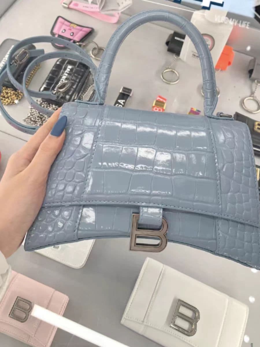 Trending Cross-Border Crocodile Pattern Hourglass Bag Premium Flap Handle Women's Bag Commuter Versatile Shoulder Crossbody Bag