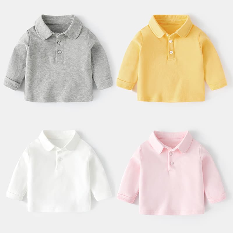 Baby Polo Shirt Long Sleeve T-Shirt Boys Baby Girls Base Layer Spring Clothing Toddler Tops Children's Shirts Casual and Stylish