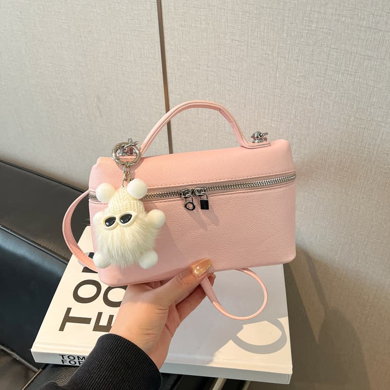 2026 New Dopamine Korean Style Small Portable Bag, Simple Lychee Pattern Crossbody Bag, Fashionable and Western-style Mobile Phone Bag