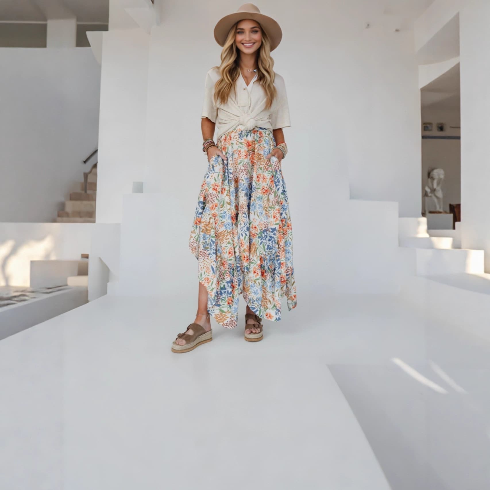 Women's Spring/Summer New Bottom, Printed A-Line Skirt, Casual Fashion Slimming and Flattering