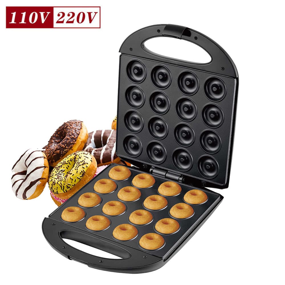 Large 16-Hole Donut Machine Breakfast Cake Machine Pancake Double Door Heated Electric Frying Pan Donut Maker