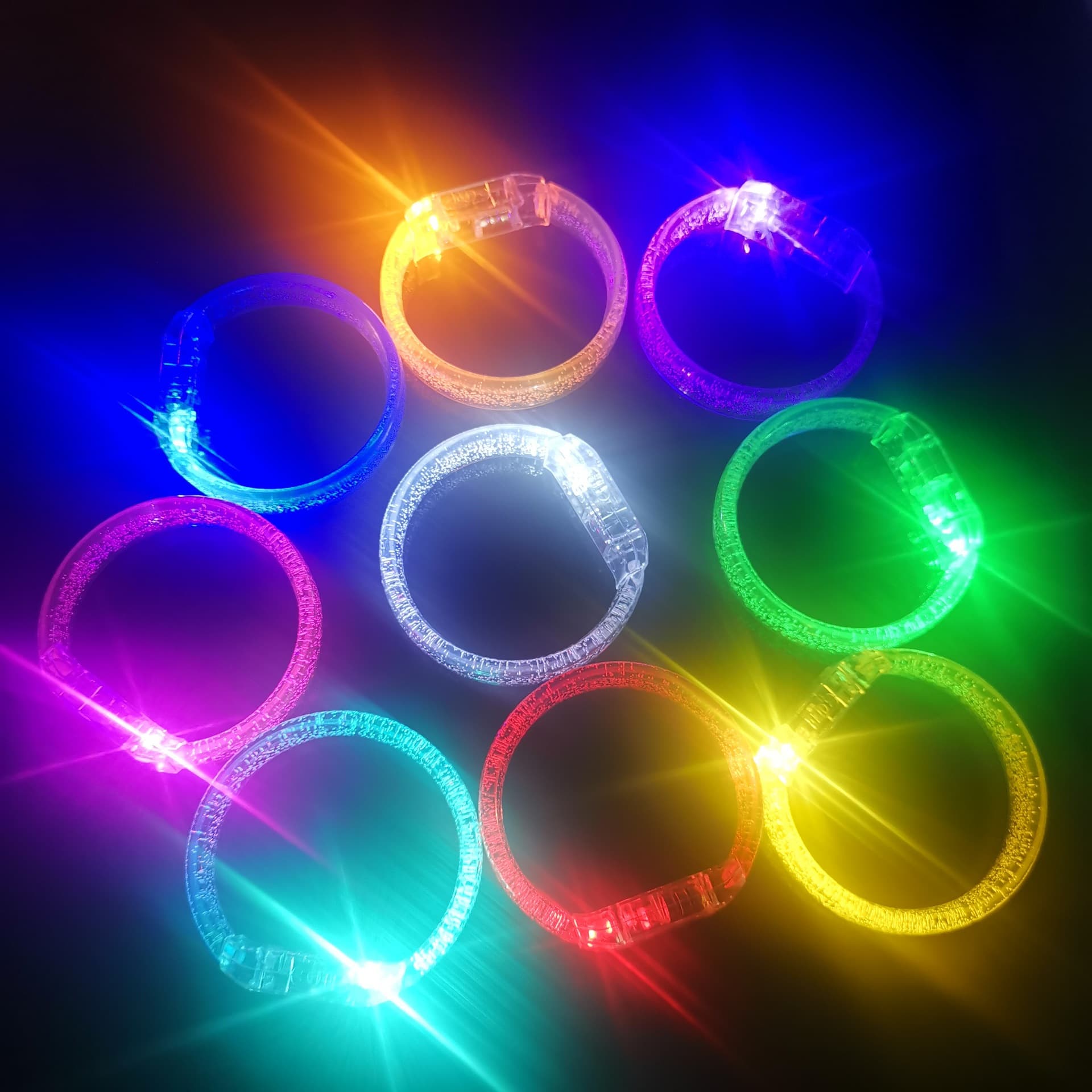 Acrylic Glowing Bracelet 7-Color Bubble Fluorescent Stick Electronic LED Light Bracelet Street Stall Glowing Toy Wholesale