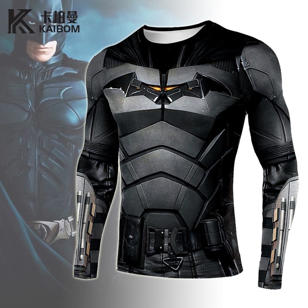 2025 New Foreign Trade Batman Anime Cosplay Superhero T-shirt for Men, Sports Fitness, Quick-Drying