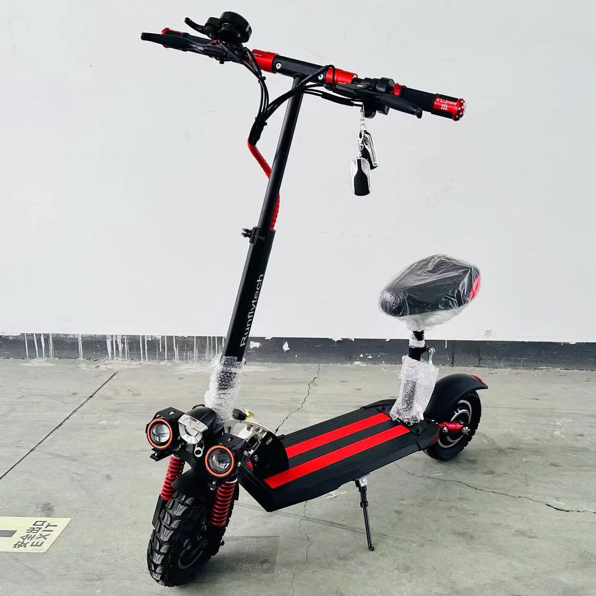 ESCOOTER Foldable Portable Electric Scooter Small Electric Vehicle 10-Inch Off-Road with Seat Electric Scooter
