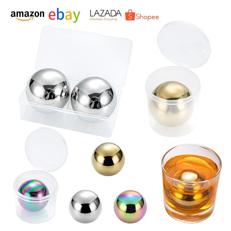 304 Stainless Steel Ice Ball Set, Home Use for Coffee and Beverages, Bar Whisky and Spirits Quick-Freeze Whisky Stones