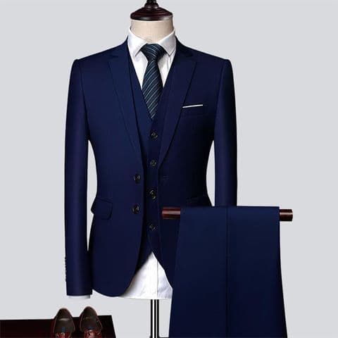 Men's Three-Piece Suit Set Business Formal Tailored Groomsmen Reception Ceremony Slim Fit Male Model Spring Season Linen Blend