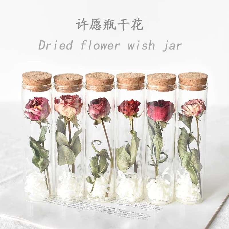Wishing bottle test tube dried flowers mini bouquet specimen Little Prince rose real flower ornaments as gifts for best friends and best friends