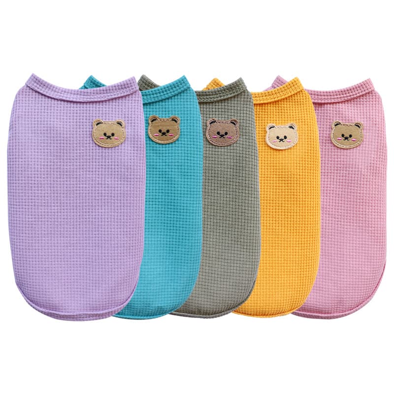 Spring/Summer New Pet Clothing Home Waffle Pet Vest for Small and Medium Dogs Bear Vest Factory