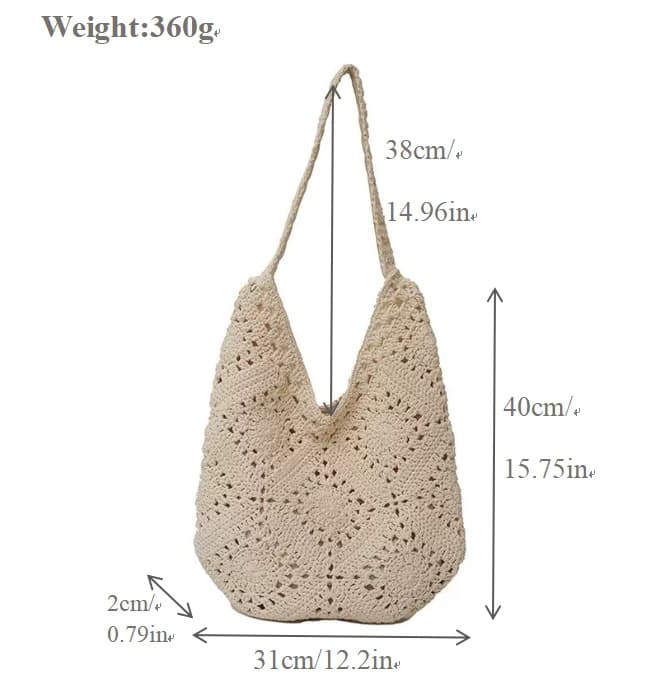 Versatile Single-Shoulder Straw Bag for Women, Premium Handwoven Cotton Rope Tote, Large Capacity Vacation Beach Bag