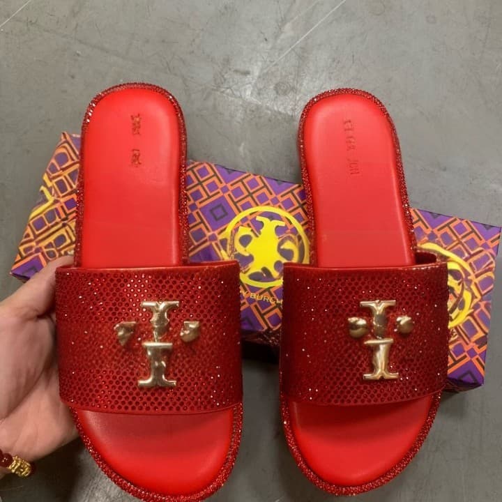 TB Rhinestone Flip Flops for Women, Crystal Studded Beach Sandals, Cross-border Trade Plus Size Women's Slippers