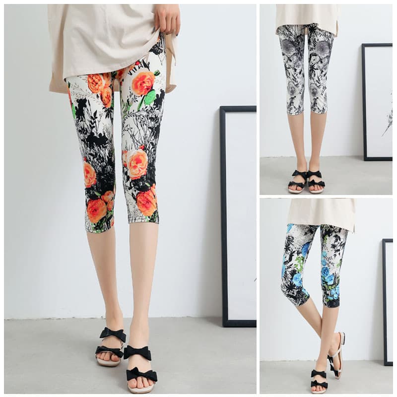 Summer 2024 Elastic Slimming Look Milk Silk Brushed Three-Quarter Length Plus Size Leggings Lightweight Summer Outerwear Capri Pants for Women