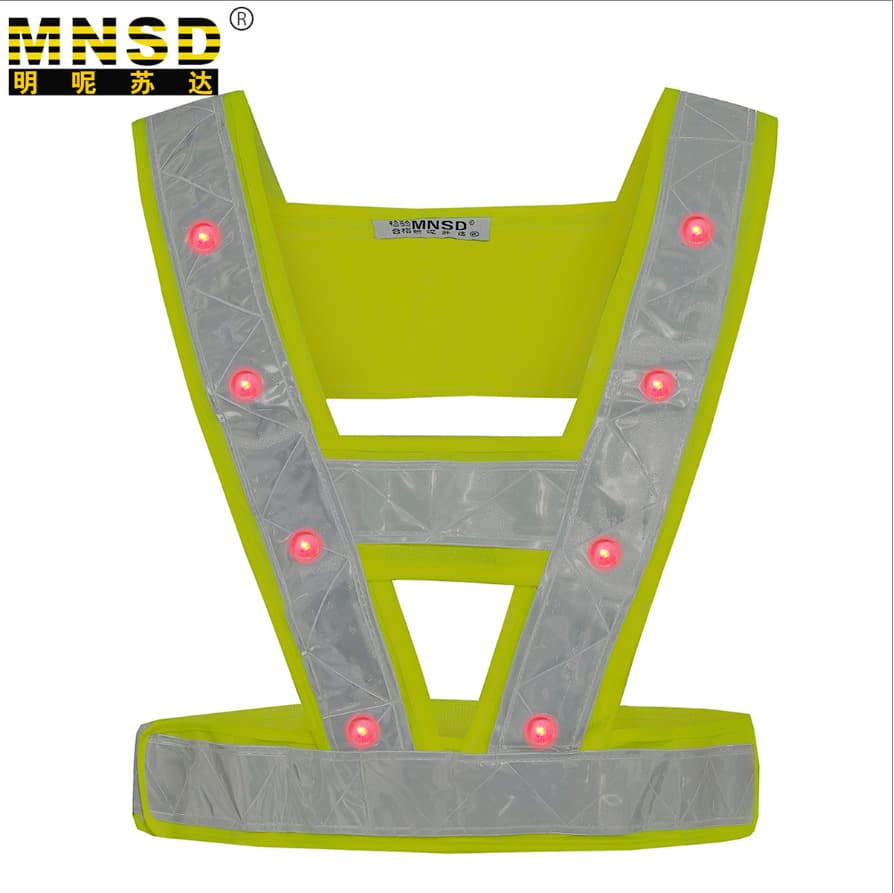 Mnsd Reflective Vest with Led Lights, Safety Clothing, V-Shaped Road and Highway Vest, Sanitation Warning Luminous Workwear