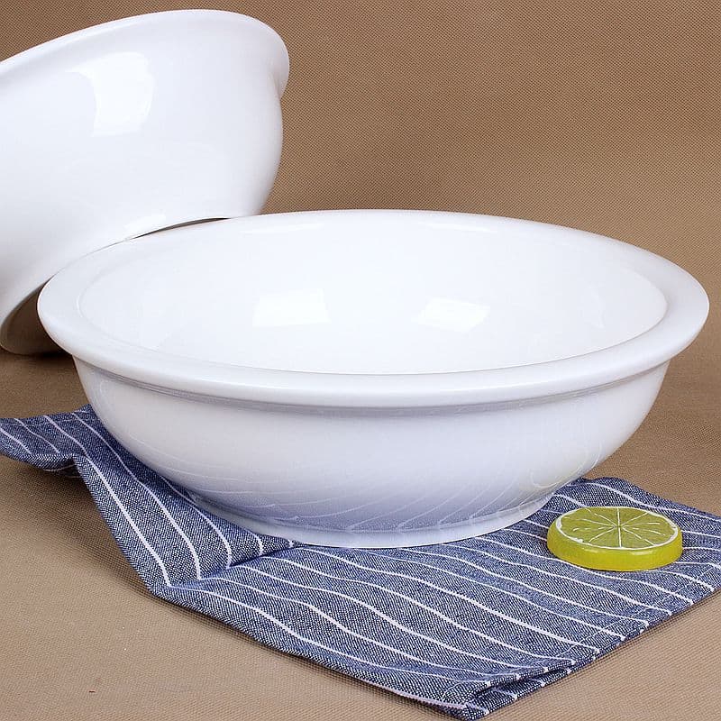 Soup basin ceramic pure white boiled fish basin large round hotel tableware hotel thickened large soup bowl ancient fish basin